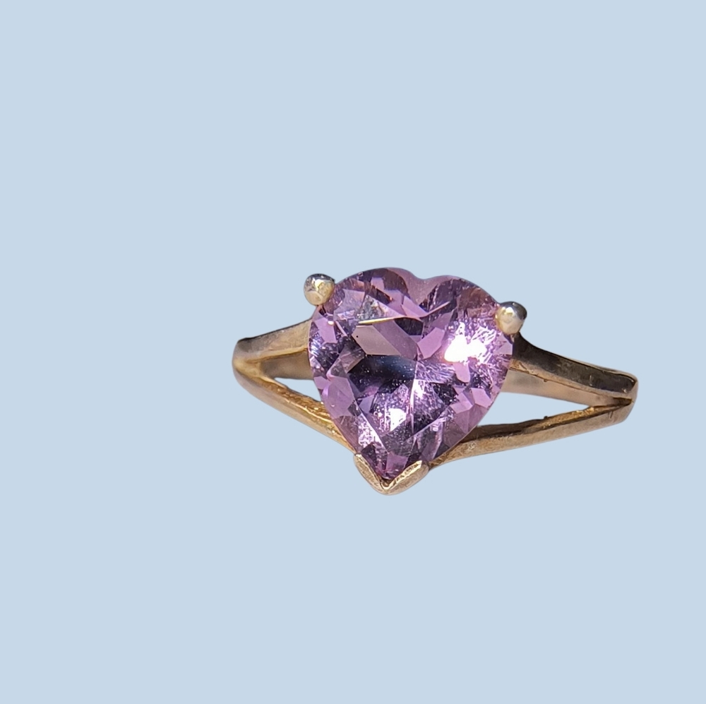 Amethyst Gemstone And Sterling Silver Heart Ring
